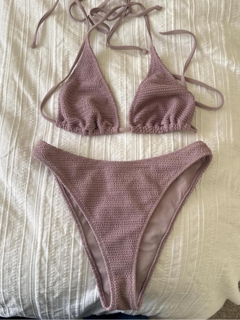 Hollister Women's Mauve Crochet Bikini Set